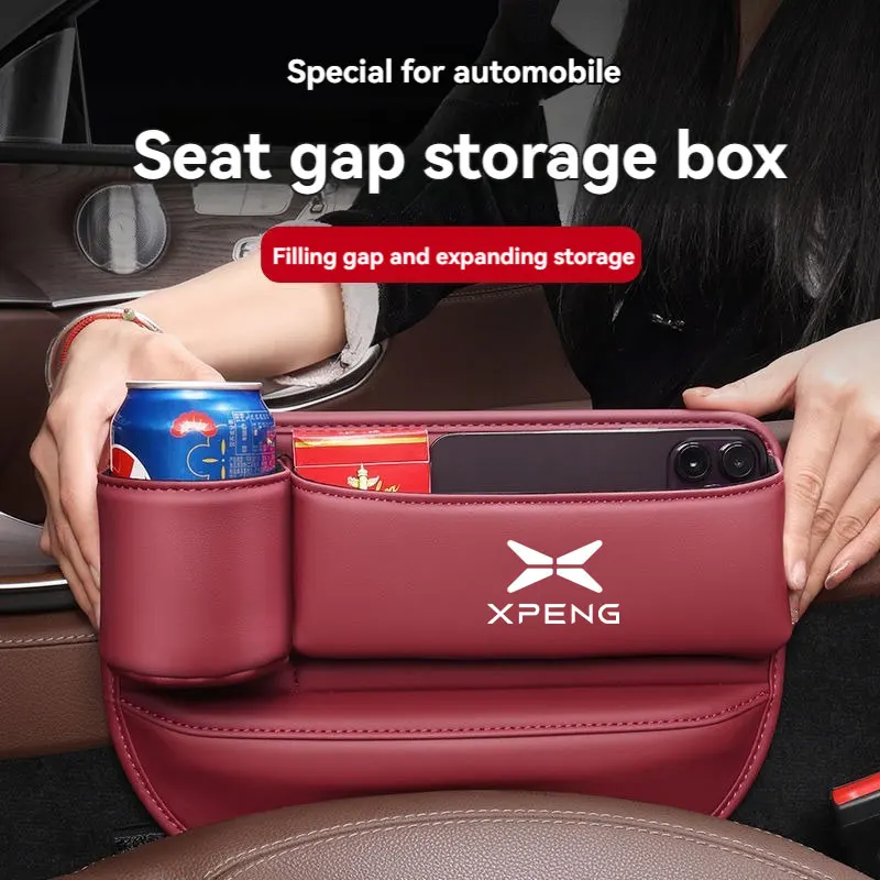 

Multifunction Leather Car Seat Organizer Box Gap Filler With Cup Holder For Xpeng G9 G3 P7 2024 2023 2022 Car Accessories