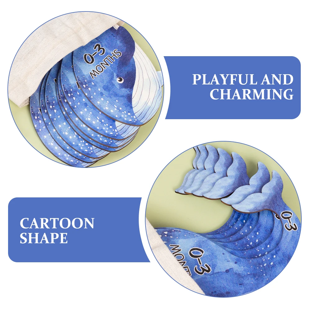 

7pcs Clothes Separation Card Wooden Whale Shape Newborn Size Dividers Closet Dividers Organizer Blue Color