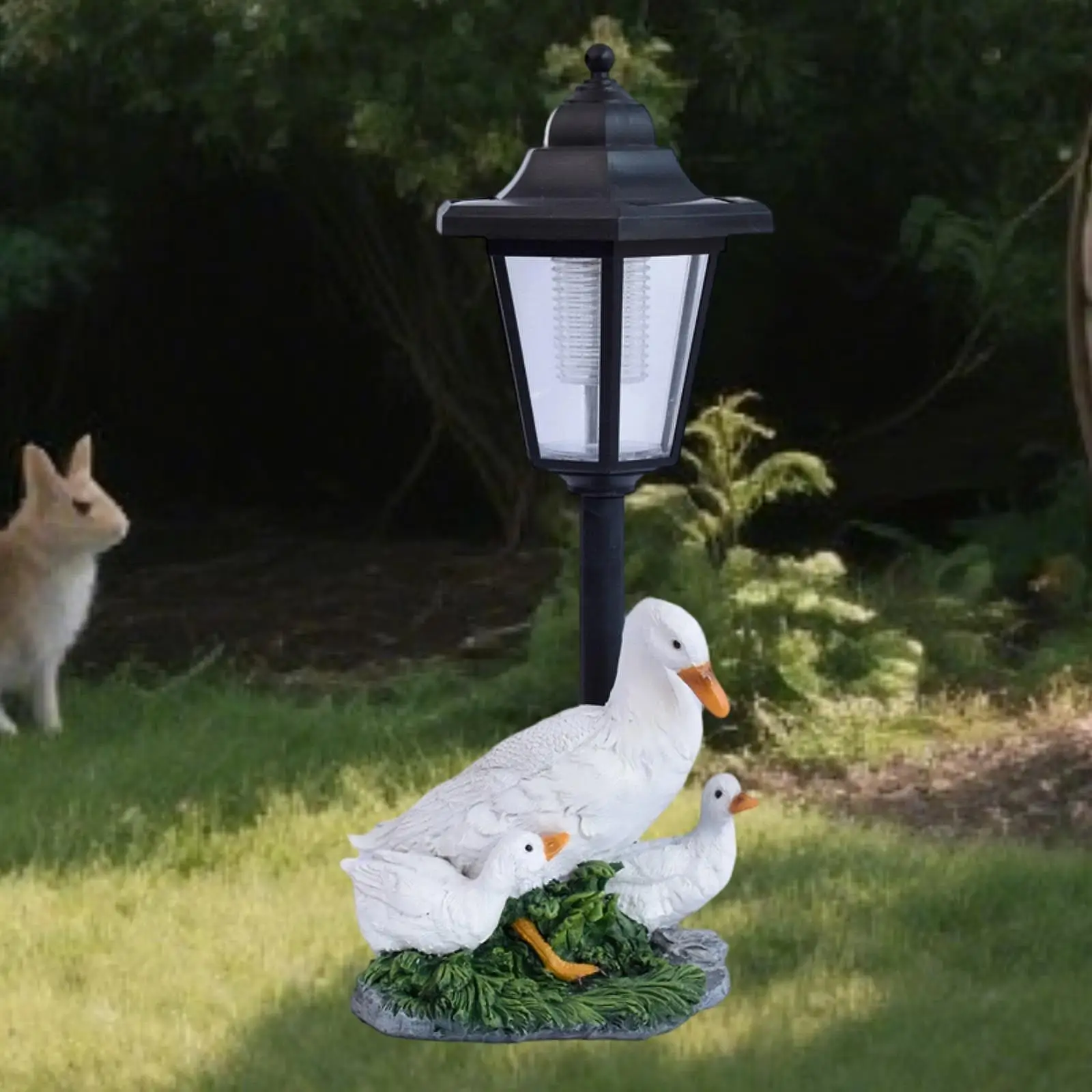 Animal Duck Solar Light Resin Statue Outdoor Garden Sculpture Collectible Decorative Figure for Pond