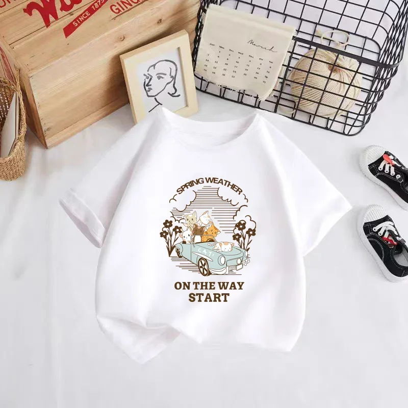 Kids Cartoon kawaii on the way start T-shirt Boy Girl Clothes Baby Tee Kids tops For Children Short Sleeve Boys stitch T-shirt