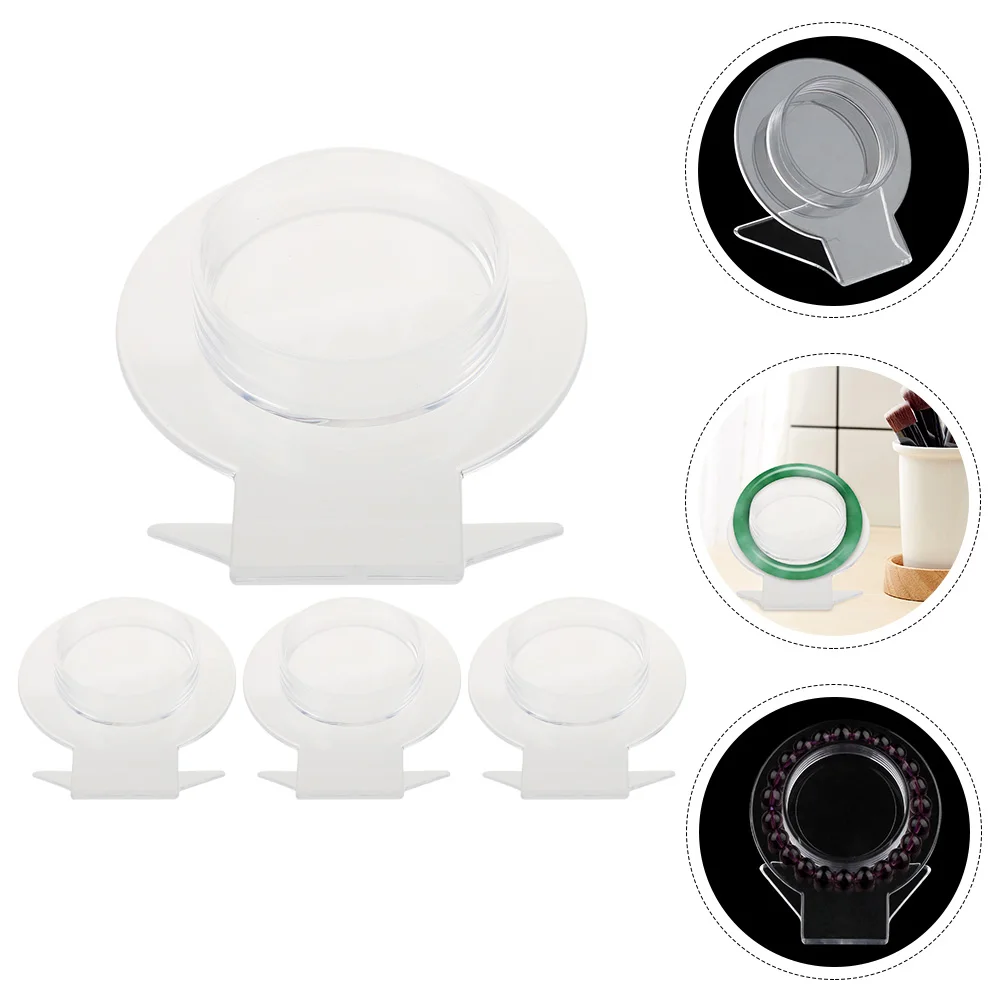 

4pcs Tabletop Bracelet Round Jadeware Holder Acrylic Jewelry Display Stand Accessories Organizer Transparent Desktop Holder