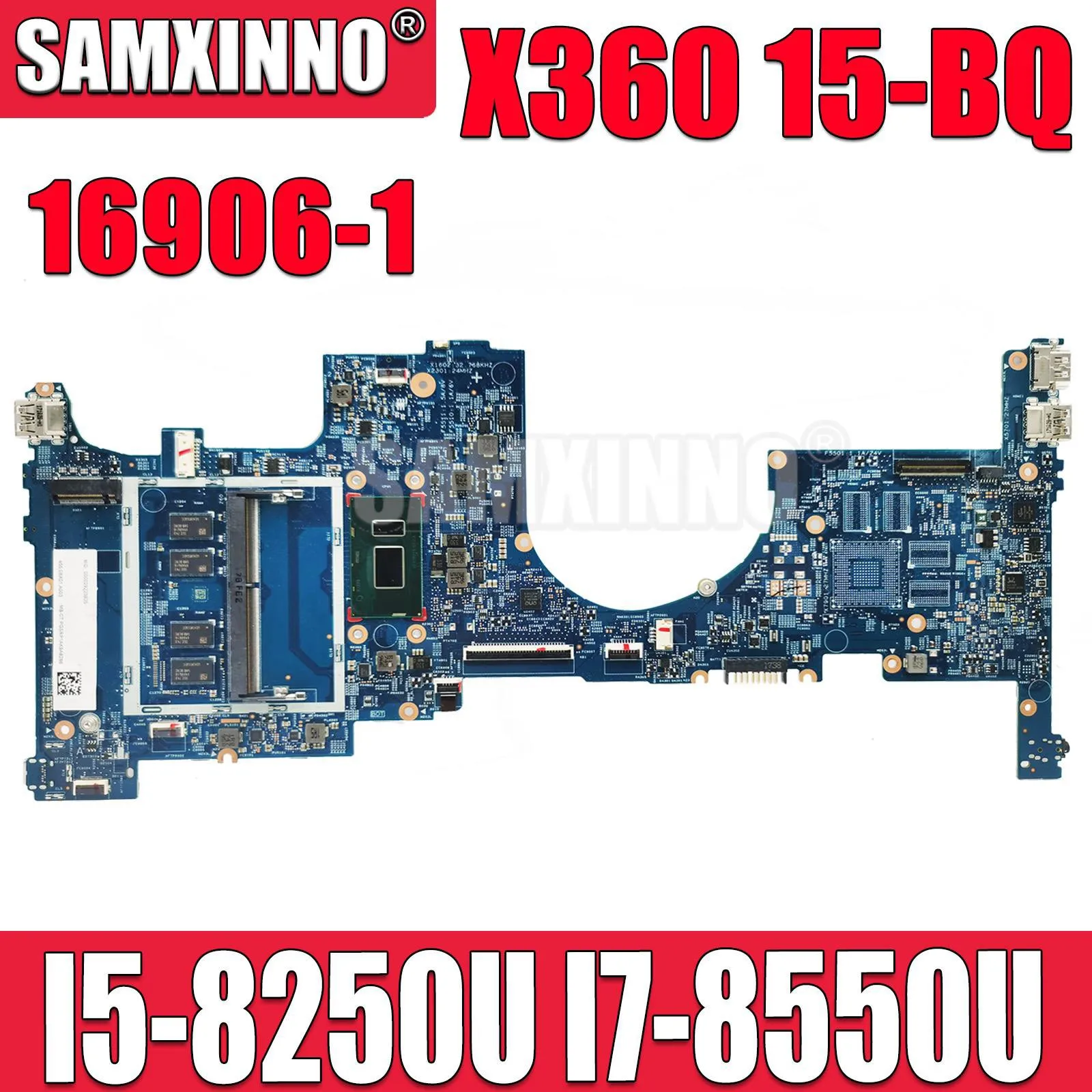 

SAMXINNO For HP ProBook X360 15-BQ Laptop Motherboard 16906-1 Mainboard with I5-8250U I7-8550U CPU 4G RAM 934999-601 934999-001