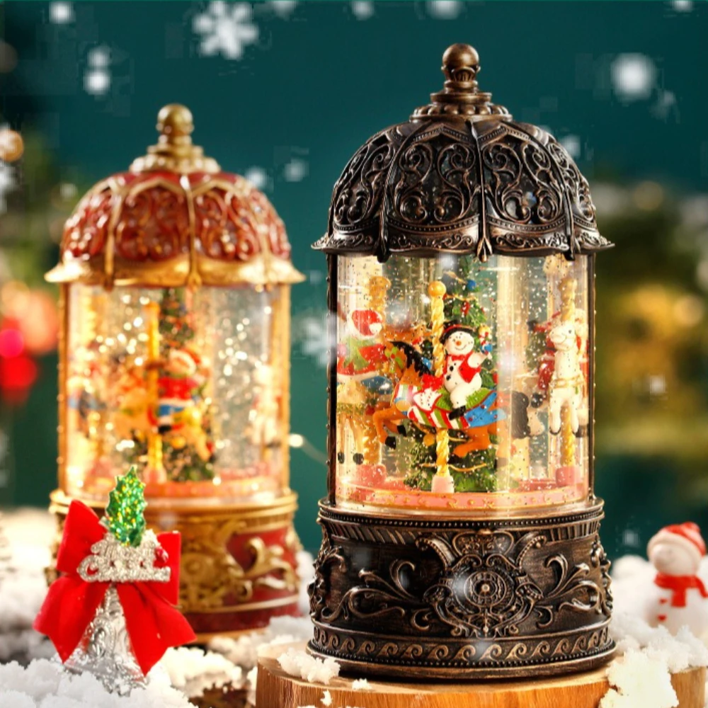 Painting Christmas Carousel Old Man Tree Music Box LED Lights with Color Changes Birthday Anniversary Valentine's Day Gifts