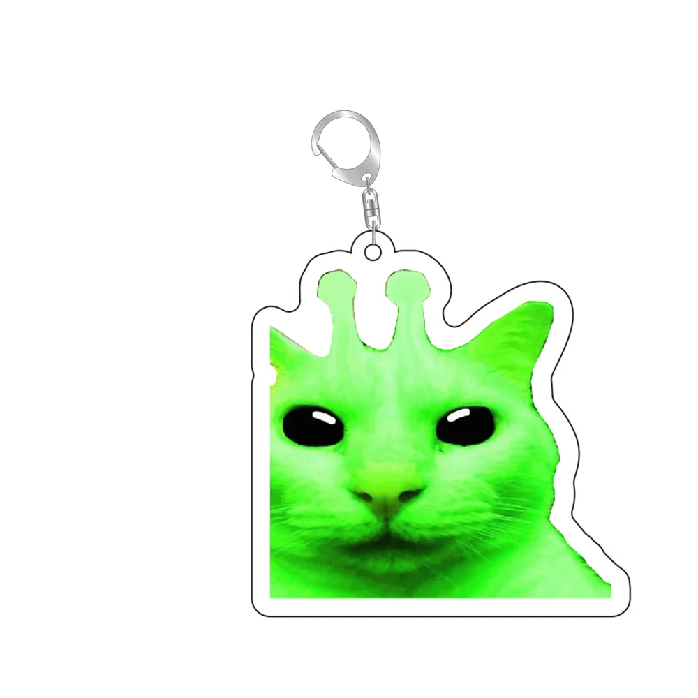 Zip Zap Alien Cat Funny Meme Keychain  Green Alien Cute Cats Key Ring Game Accessories  Bags Backpack Pendant Prop Jewelry Gift