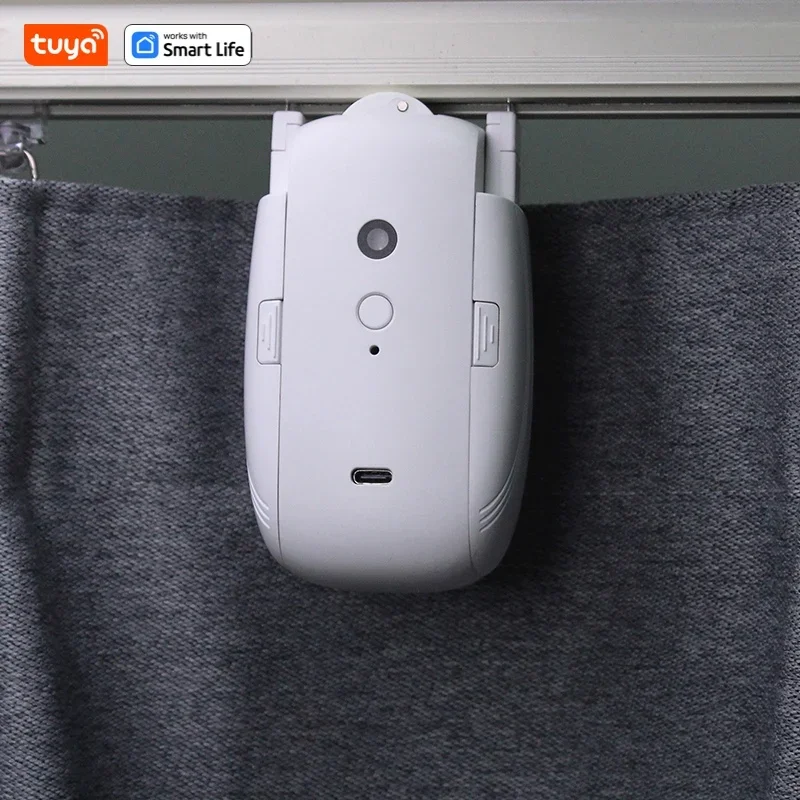 Tuya Smart Curtain Companion Robot (รางรูปตัว T/U) แอพบลูทูธควบคุมระยะสั้น, สวิตช์ตั้งเวลา, ดึงเพื่อเริ่มต้น, โหลด 8 กก.