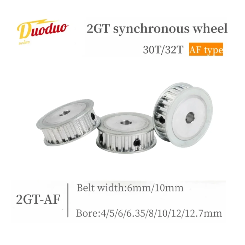 

2GT AF Timing Belt 3D Printing GT2 30T/32T Timing Pulley Bore: 4/5/6/6.35/8/10/12/12.7mm， For Belt Width: 6/10mm 2GT AF Pulley，