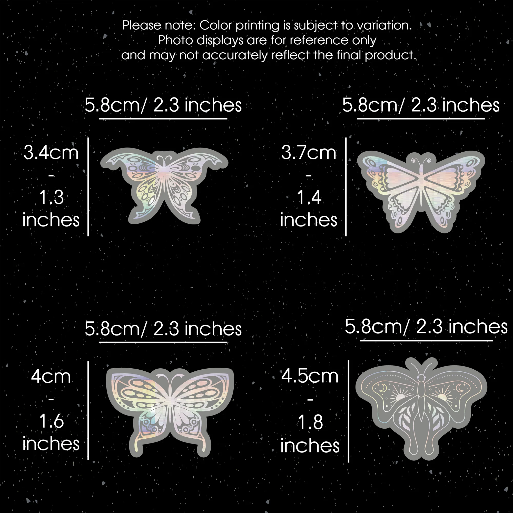 20 Pack DIY Butterfly Stickers: 20 Unique Laser Silver Transparent Waterproof Self-Adhesive Designs