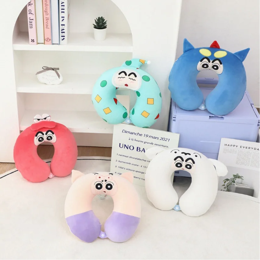 Crayon Shin-chan Cushion Backrest. U-Shaped Pillow, 3D Sleep Pillow, Neck Support for Traveling. A Gift for Friends and Elders.