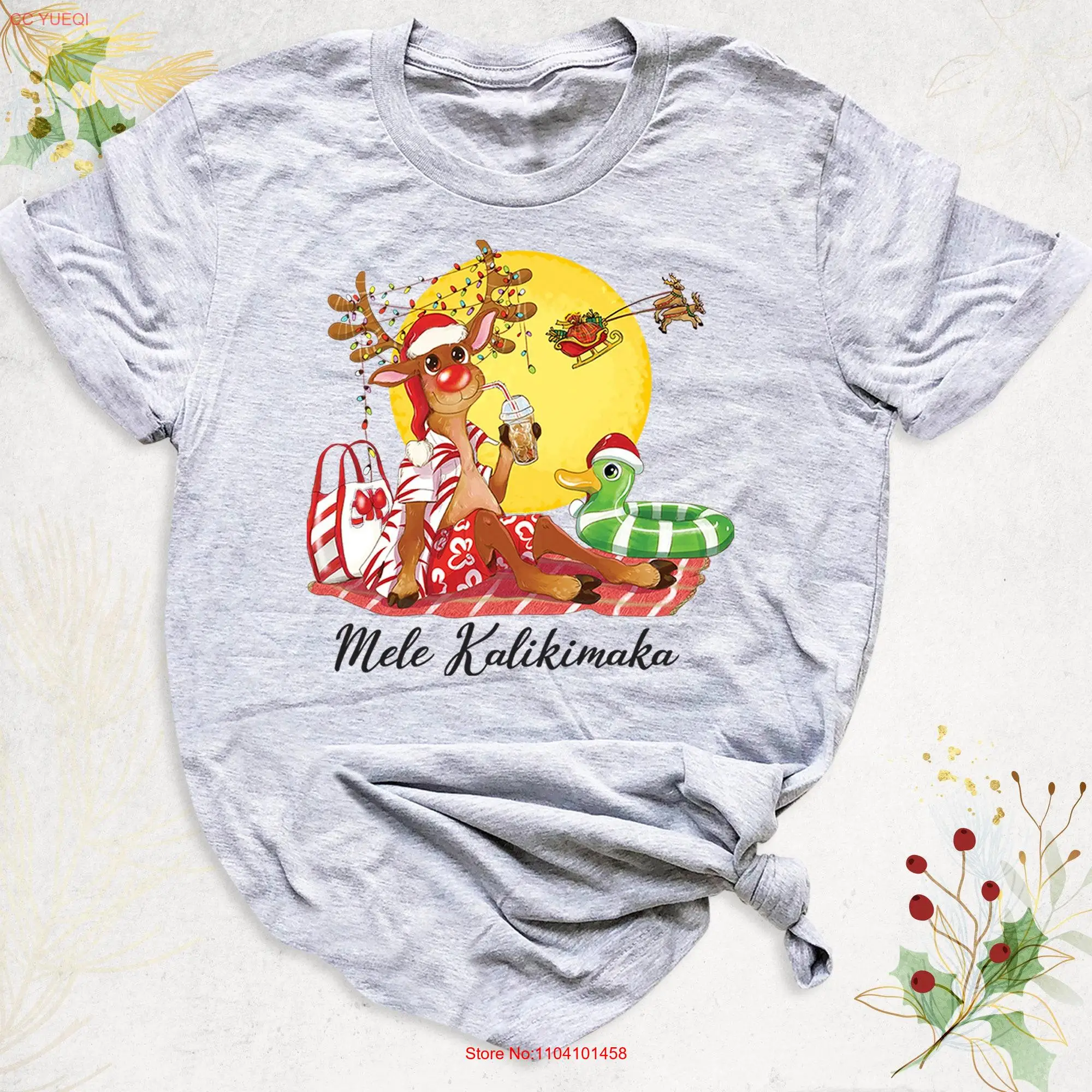 Funny Christmas Hawaiian shirt Mele Kalikimaka T Tropical Family Hawaii Kids Beach party tee long or short sleeves