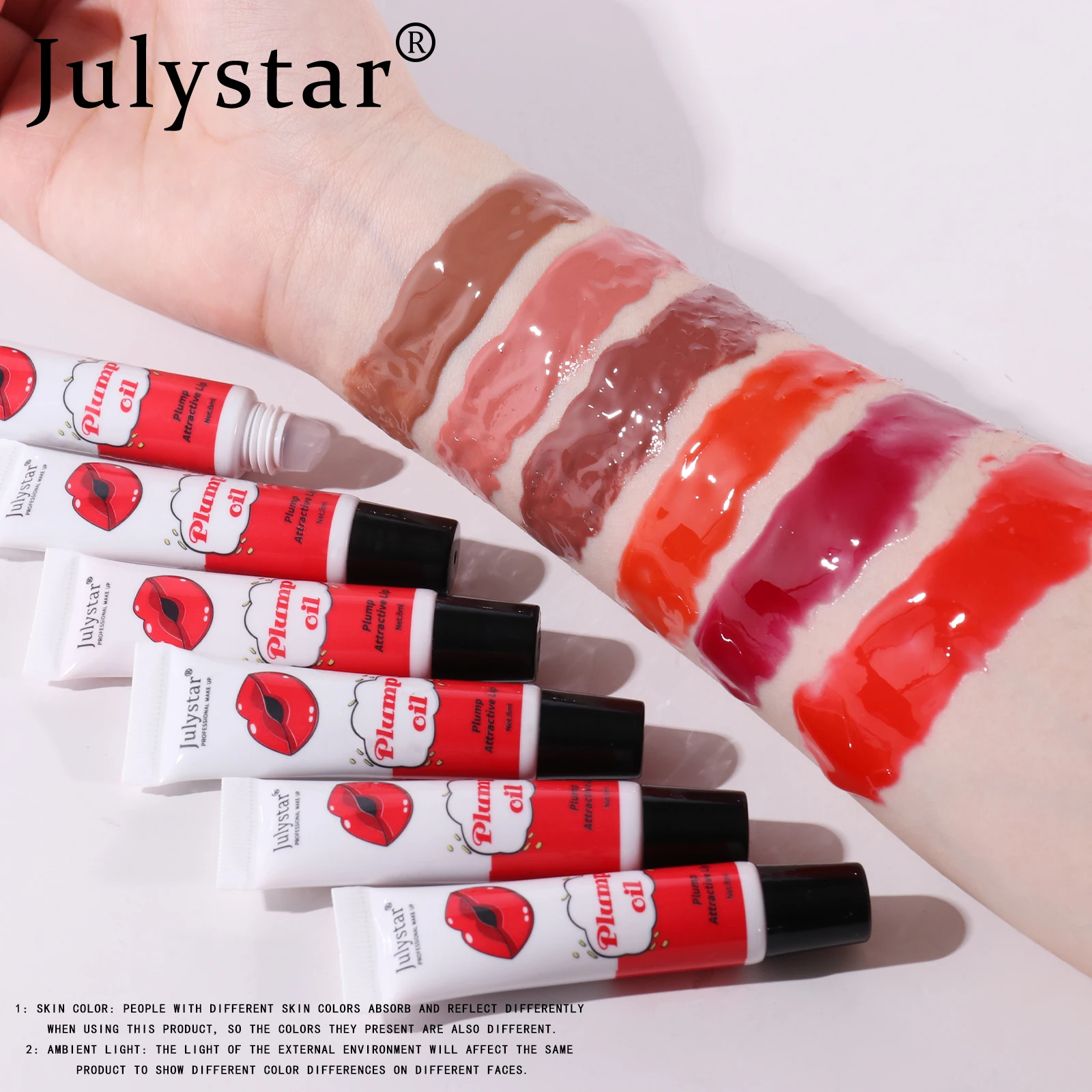 Julystar's New Water Lip Oil Lasting Coloring Mirror Face Dull Lip Honey Cosmetics Women's Lip Makeup Daily Portable