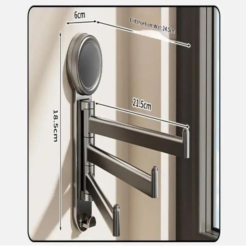 ~Swivel Towel Rack, 3-Arm Suction Cup Towel Holder, Thicken Aluminum Swing Out Towel Bar, Rustproof Space Saving Towel Hanger