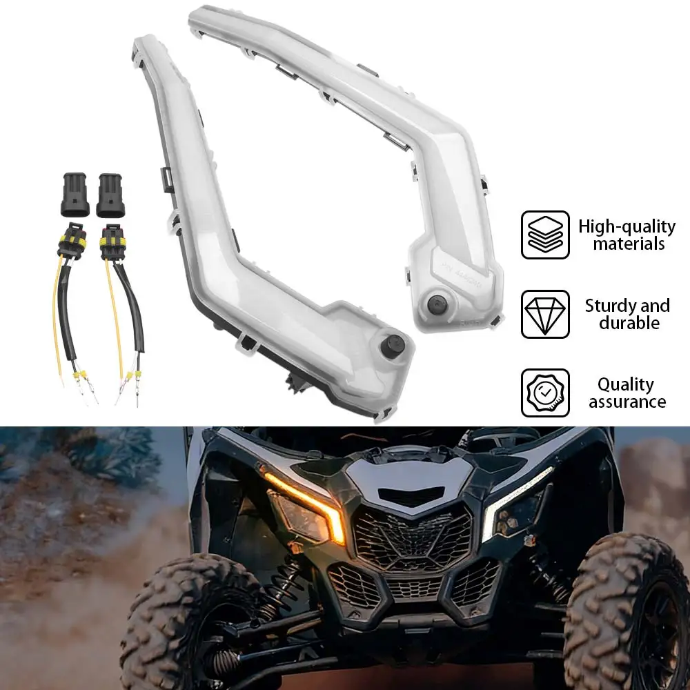 2 Pcs LED Front Signature Light Assembly White DRL UTV Accessories For Can-Am Maverick X3 Max X DS RS XMR XRC Turbo R 2017-2024 - view 4