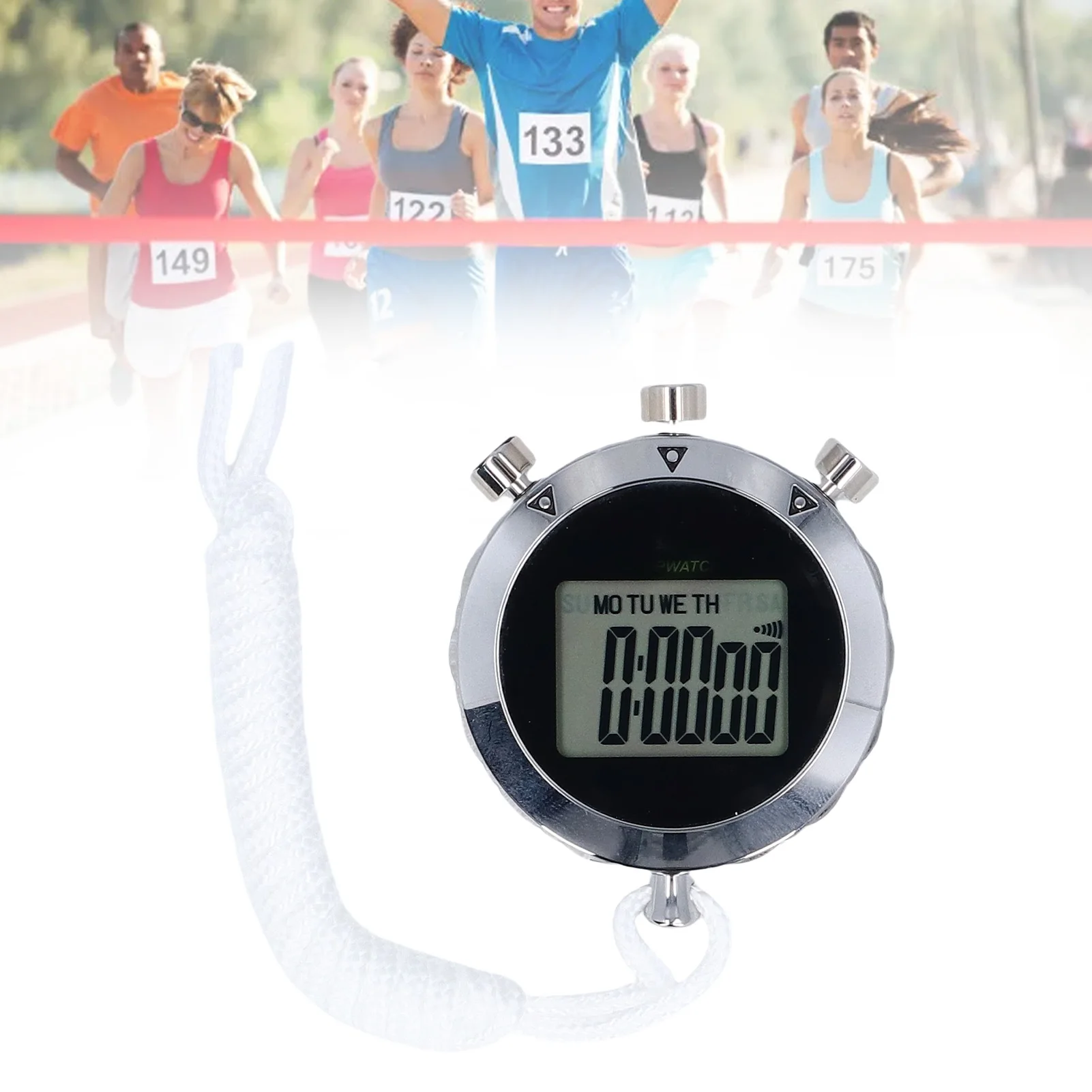 

Металлический секундомер с точностью до 0,01 секунды, с функцией будильника и календаря для спортивных соревнований и игр