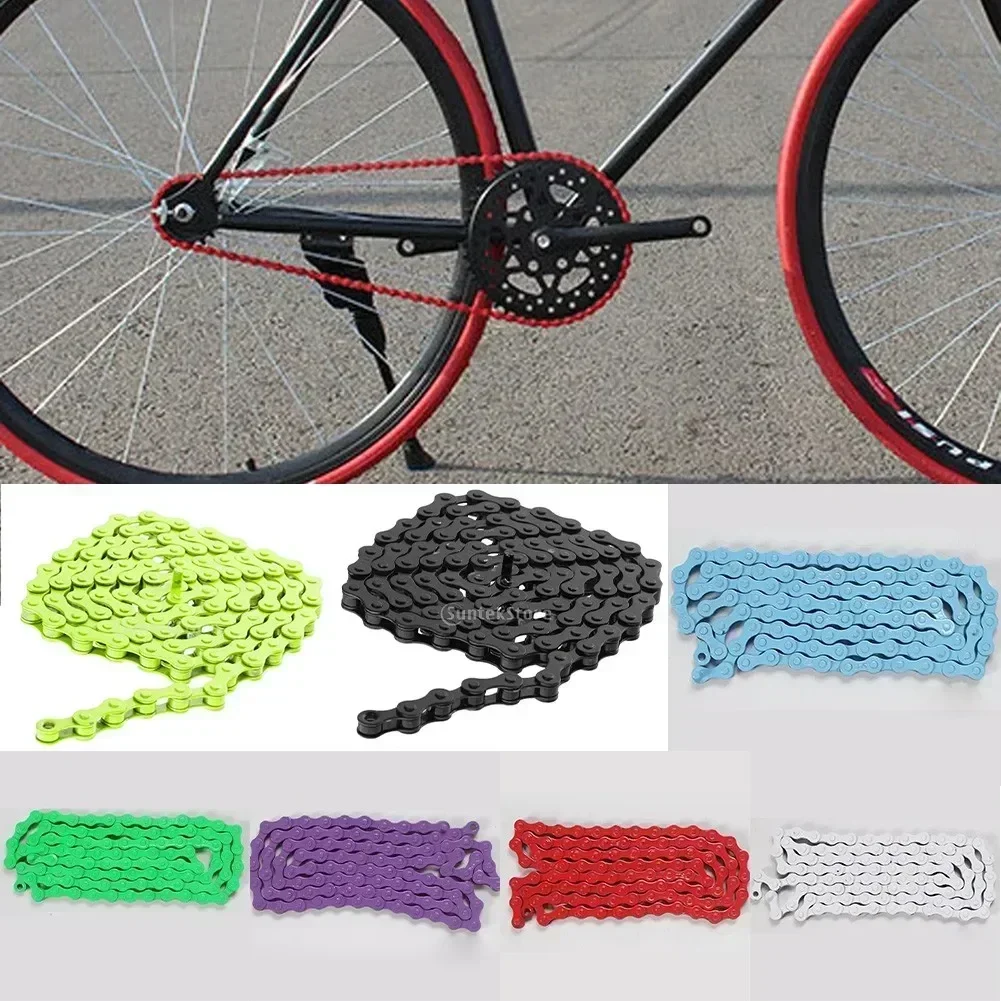 MTB Fixed Gear Track Bike Chain, alta resistência, aço, colorido, Mountain Bicycle, Motocross, peças, 96 Links