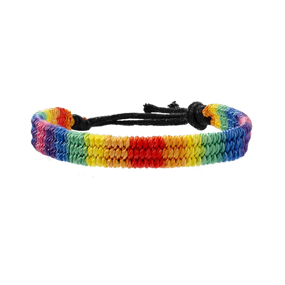 2Pcs Rainbow Bracelet Bright Colorful Handwoven Wristband Represents Personality Fine Craftsmanship Gay Lesbian