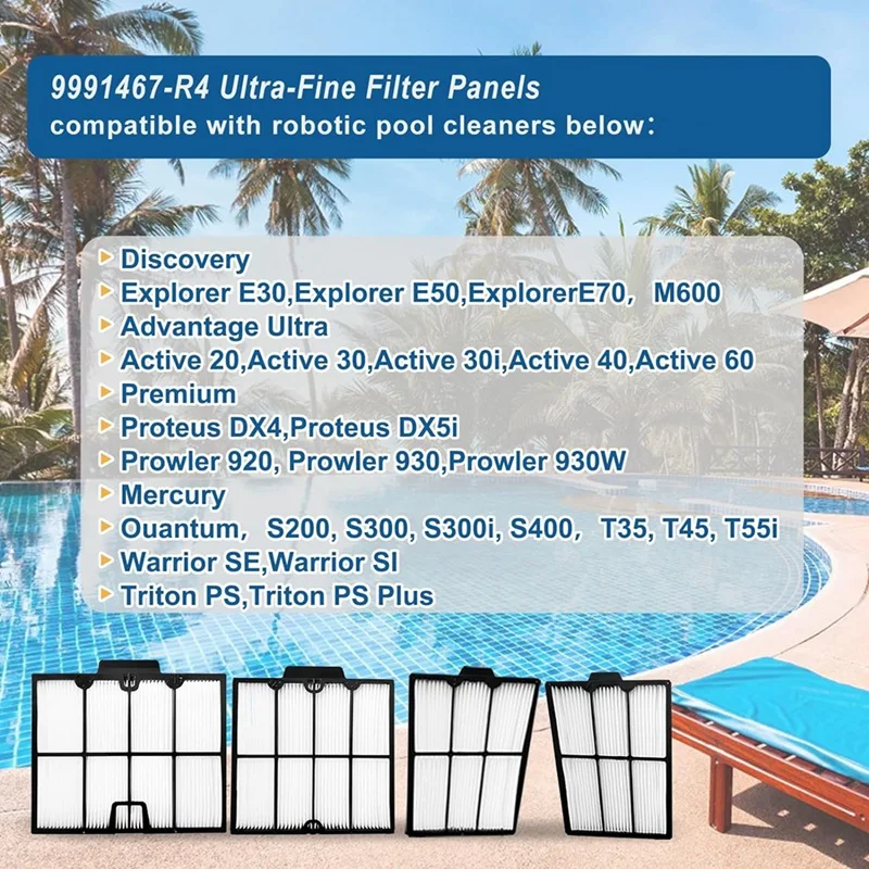 استبدال ألواح ترشيح فائقة الدقة لمكنسة كهربائية حوض الدلافين الروبوتية ، مستكشف E70 ، واقي DX4 ، 9991467-R4