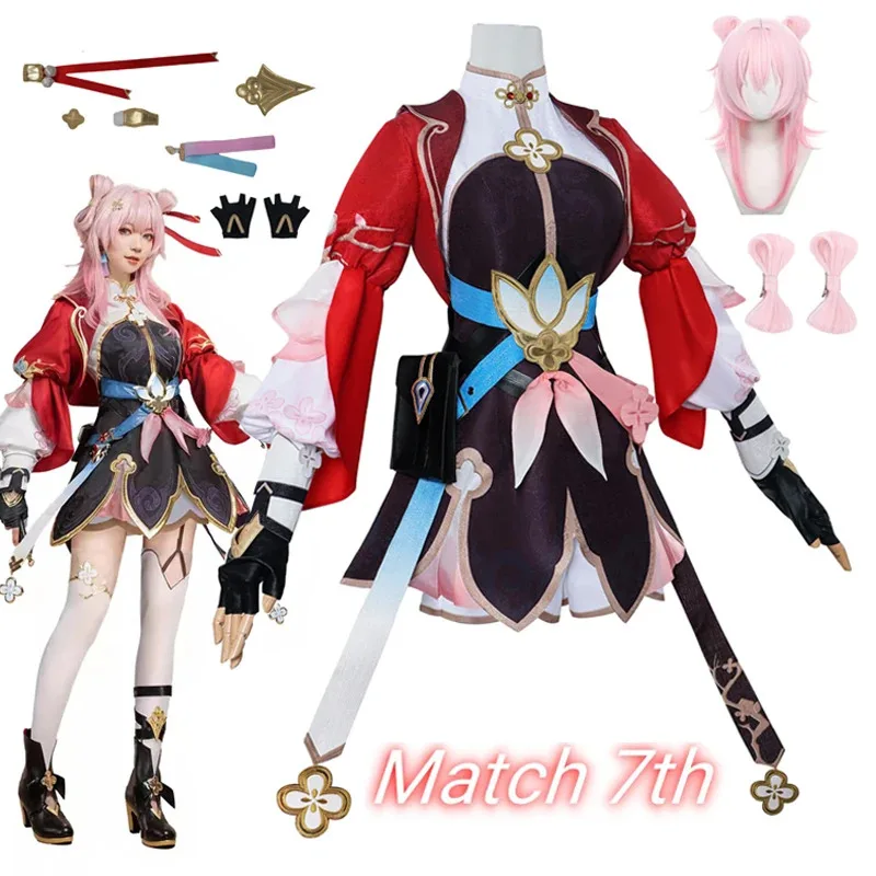 

Game Honkai: Star Rail March 7th Full Set Cosplay Costume Uniform Dress with Accessories Women Girl Halloween Carnival Suit