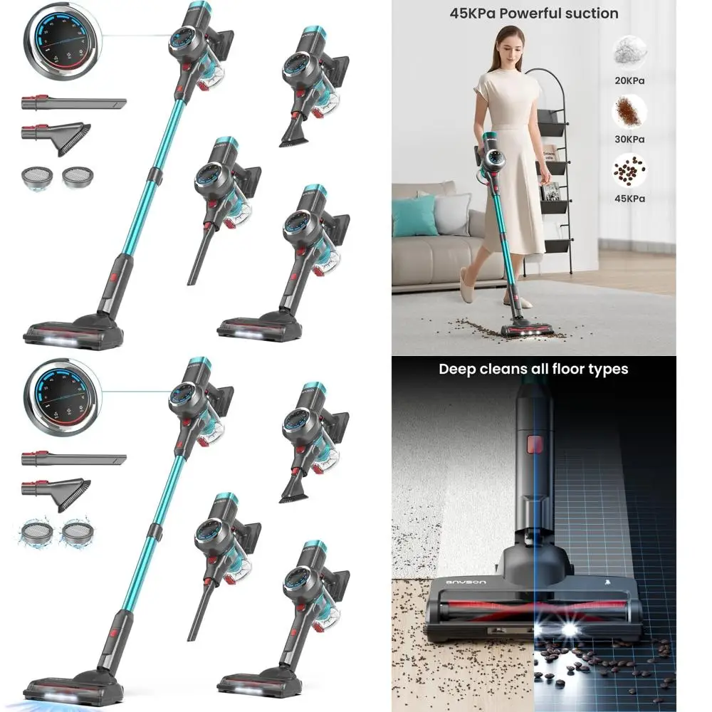 

550W 45KPa Cordless Vacuum Cleaner with 65 Min Run Time, OLED Display, Anti-Tangle Brush for Homes and Pet Hair