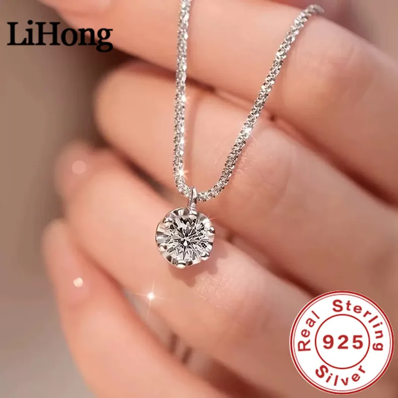 Moissanit 925 Halsketten für Frauen Einzigartiges Design Funkelnde Blumenkohl-Kette mit Diamant-Anhänger Zierlicher Partyschmuck Geschenk – Detail 5