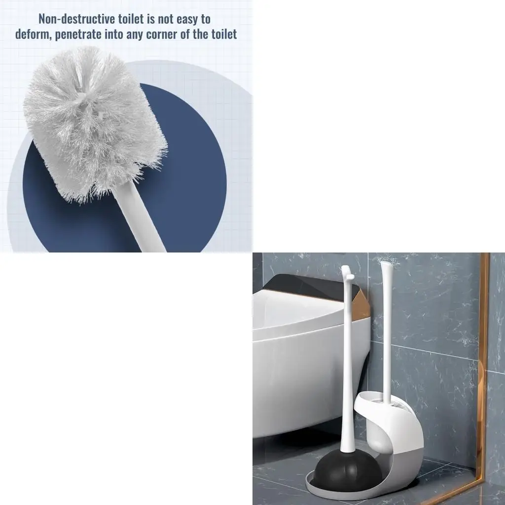 

Home Toilet Bowl Brush Cleaner & Plunger Combo for Bathroom Storage Organization