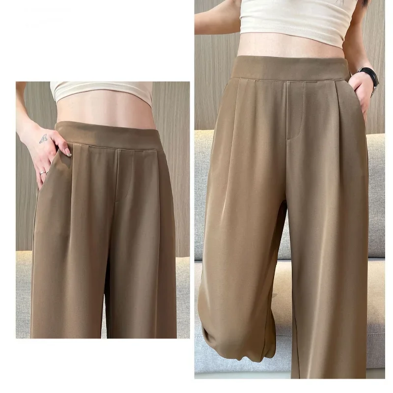 Korean Solid Simple Women Pants High Waist 2024 Spring Summer All-match Pants for Women New Niche Design Long Trousers