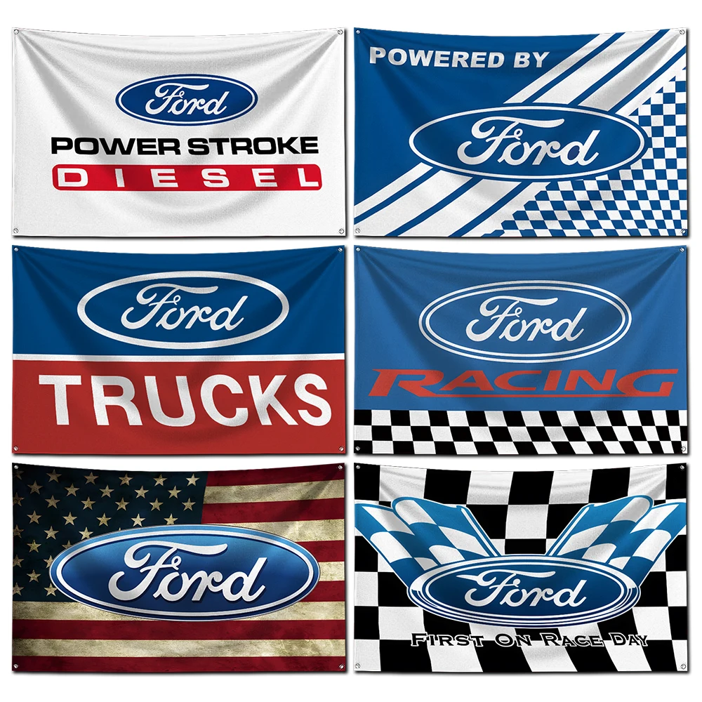 3x5 Ft Motorcycle Racing Fords Car Flag Polyester Digital Printing Banner For Garage or Out door Decoration