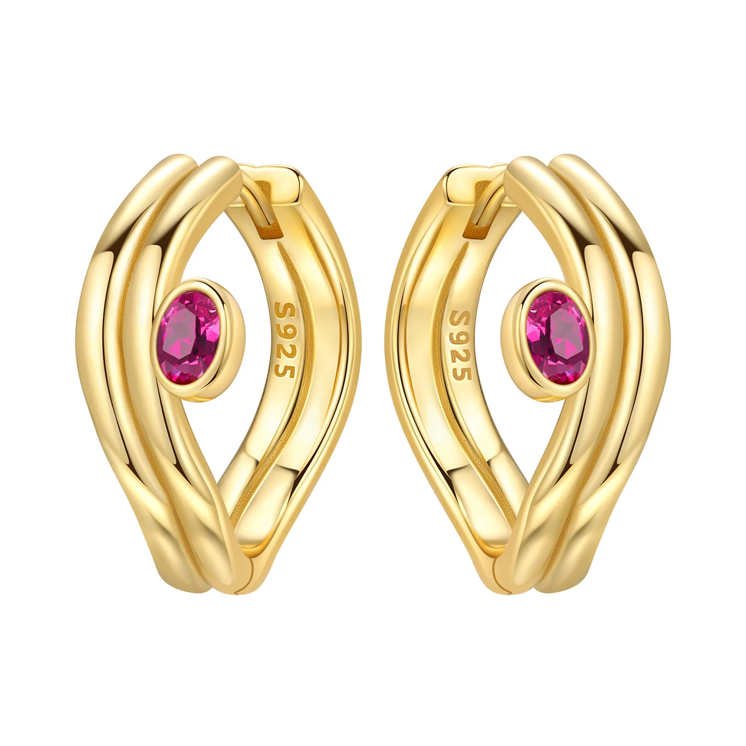 

Orstarry S925 стерлингового серебра французские двойные круглые серьги-кольца с красным цирконием для женщин ювелирные изделия оригинальные вечерние подарки на годовщину