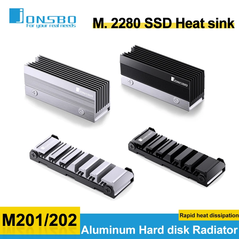 Jonsbo M201 M202 M.2 SSD disipador de calor de aluminio M.2 2280 SSD radiador de disco duro con almohadilla térmica de silicona