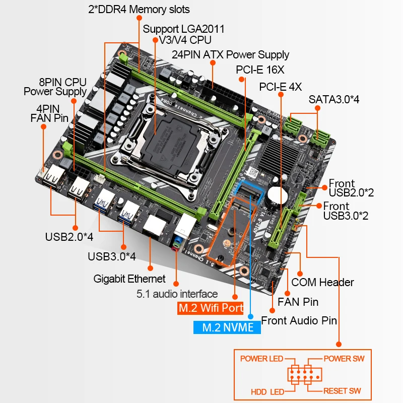 X99 Motherboard Kit set LGA 2011-3 with Intel Xeon E5 2670 V3 CPU Processor 16G DDR4 Memory X99 Combo NVME M.2