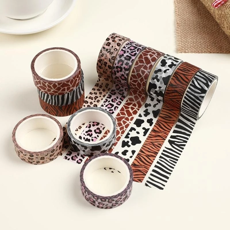 6 Rolls Animal Print Paper Lapting лента лента Washis лента декоративная лента для журнала подарки Warpping ScrapBooking
