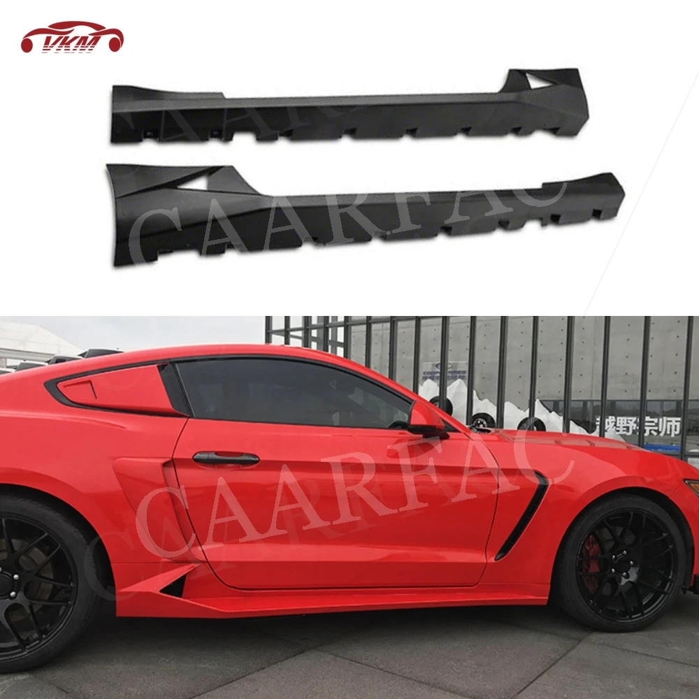 Carbon Fiber Side Skirts Extention Cover PP Splitter for Ford Mustang Coupe 2 Door 2018 2019 2020 Car Styling FRP Accessories