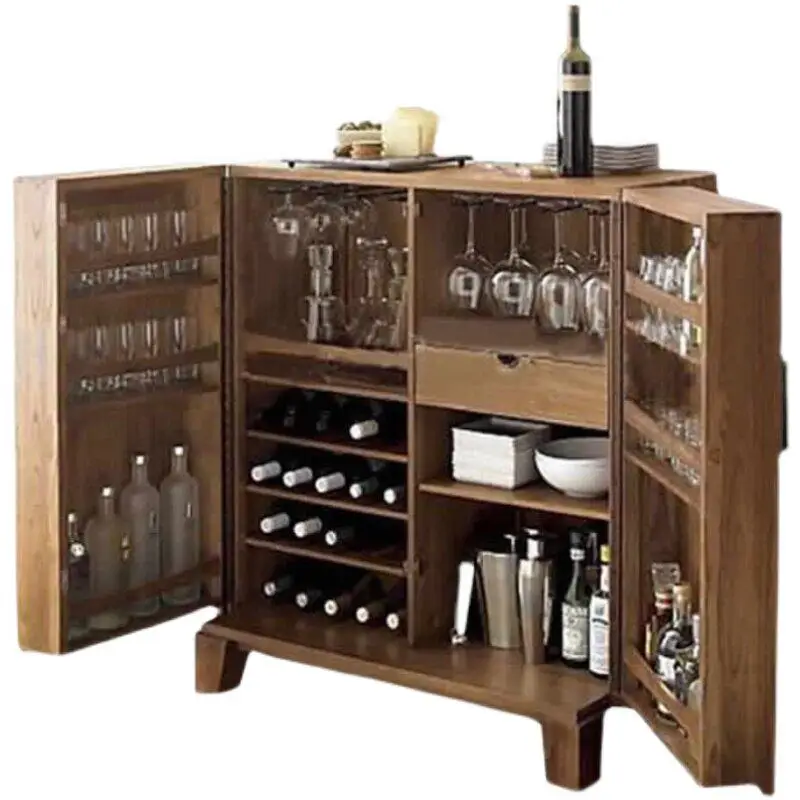 

American home living room solid wood wine cabinet, kitchen storage cabinet Nordic side cabinet