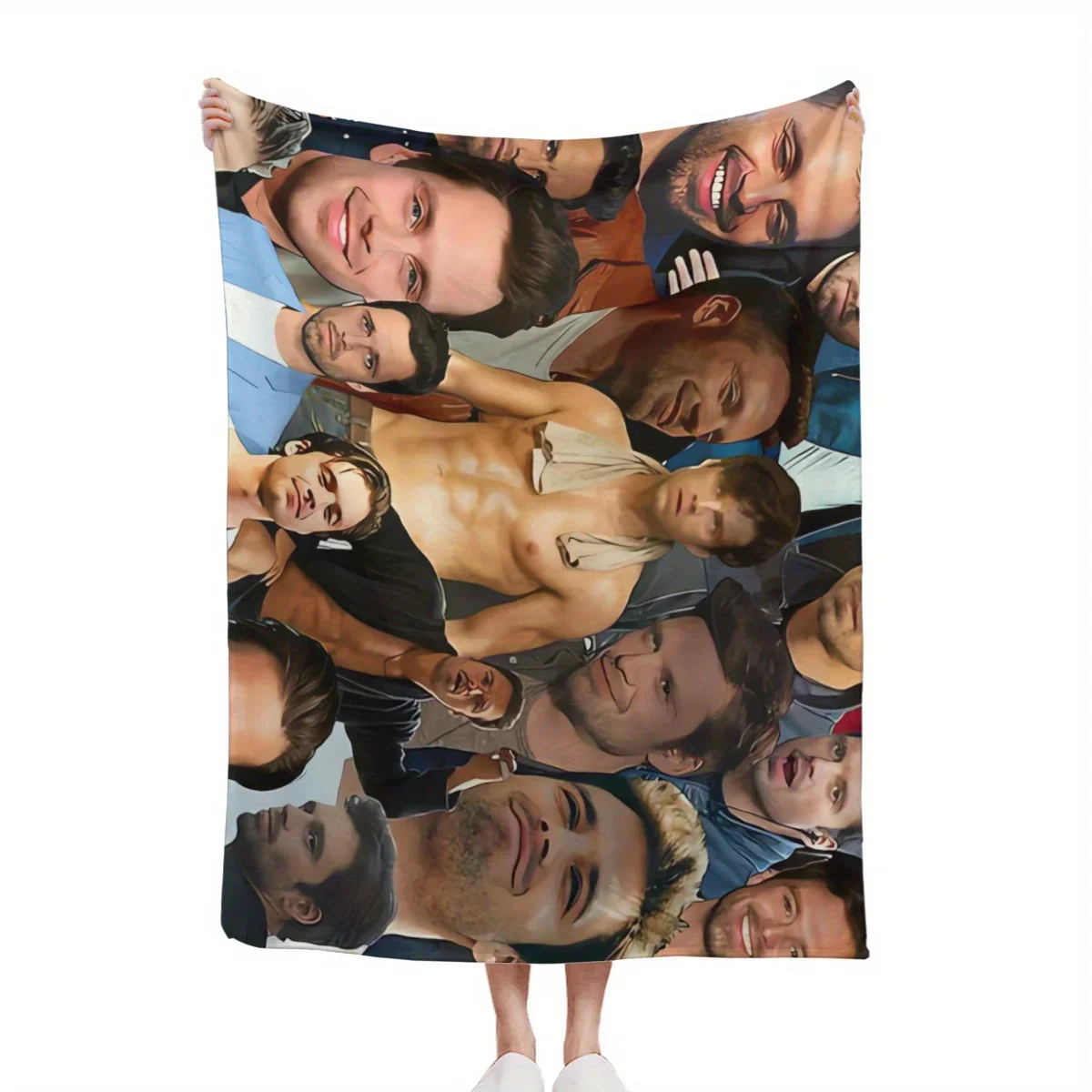 Sebastian Stan Photo Collage Flannel Throw Blanket  Soft Warm AllSeason Printed Design for Bed Sofa Camping xcm