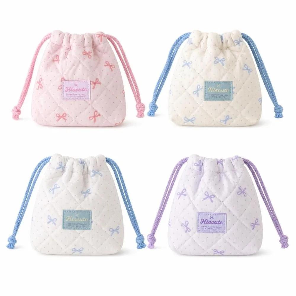Portable Bowknot Drawstring Pouch Large Capacity Multi-purpose Cosmetic Bag Dustproof Travel Organizer Bag