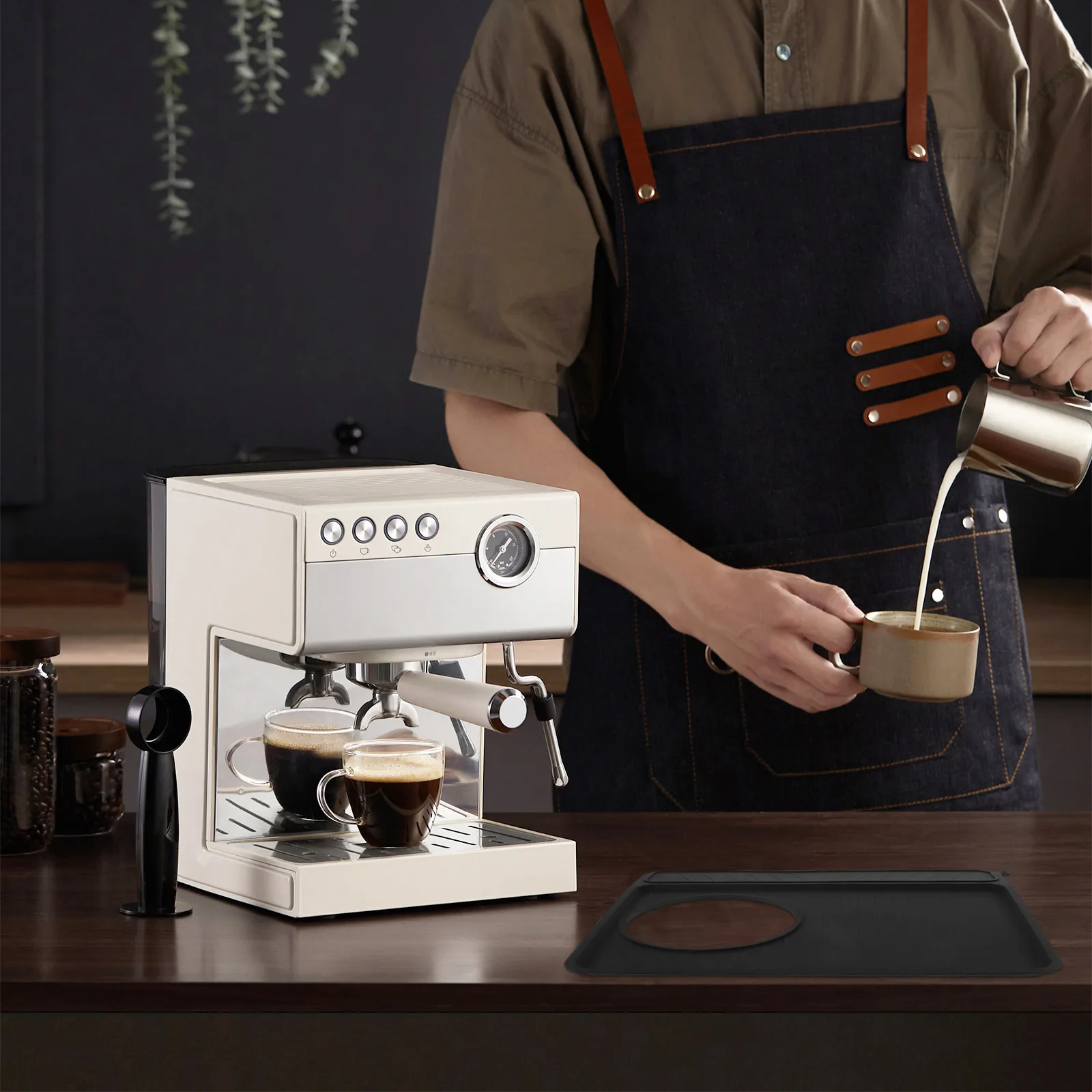 

Silicone Coffee Machine Top Mat Dustproof Storage Handle Powder Press Practical Multifunctional Home Cafe Accessory