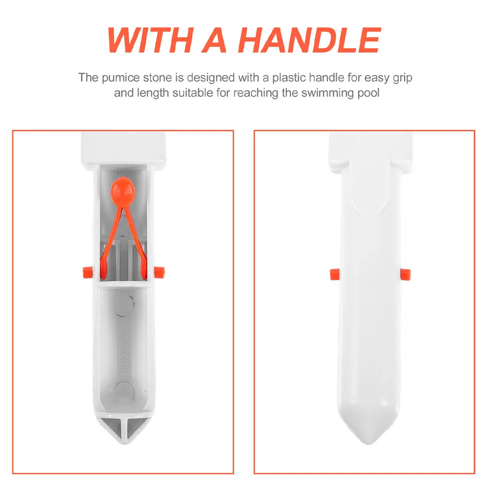 2Pcs Pool Pumice Stone with V-Clip Handle Rust Stain Eraser for Swimming Pool Tile Bathtub Cleaning Limescale Calcium Buildup