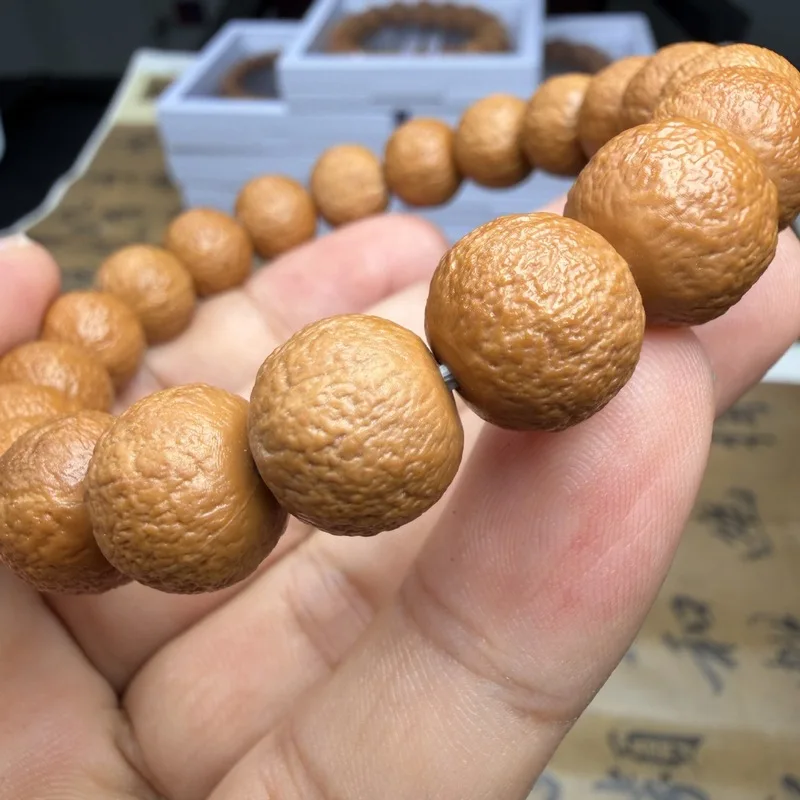 All products large orange-colored natural dragon flame monkey head walnut carving light bead bracelet accessorie Buddhist pr