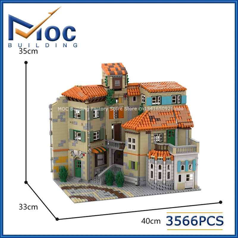 

MOC Building Blocks Modular Architecture Famous Italian Style Apartment Residential House Model DIY Assembly Bricks Toys Gifts