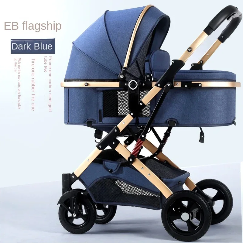 Baby Stroller High Landscape Lightweight Travel Stroller Newborn Baby Two-way Swivel Seat Foldable Four-wheeled Stroller