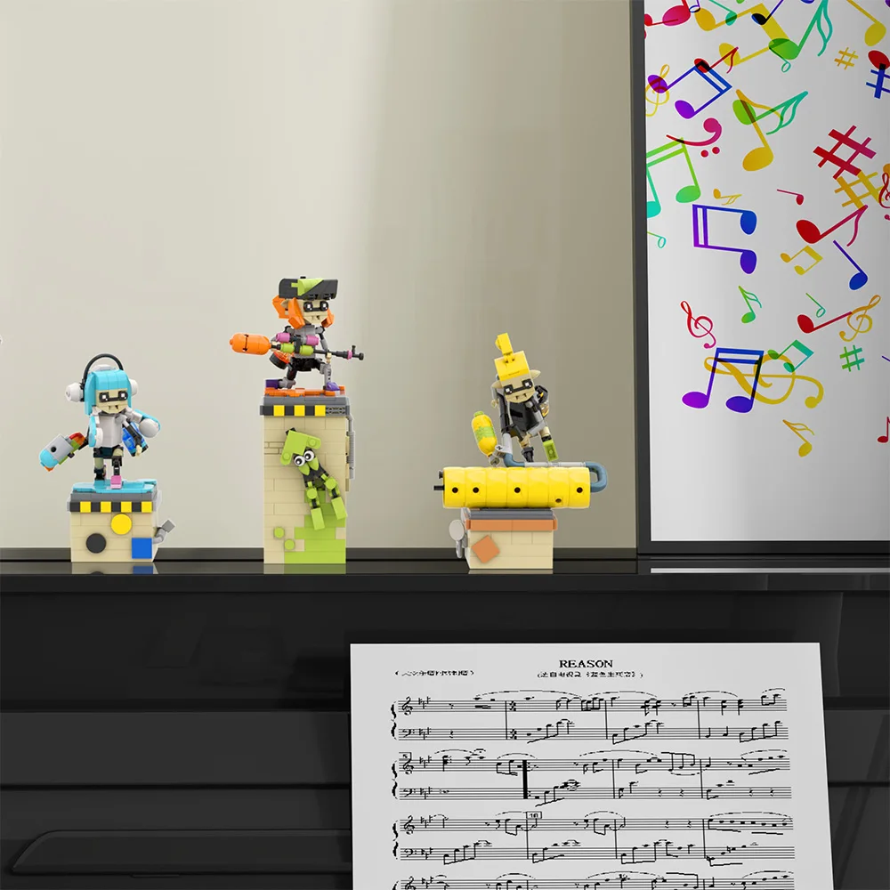Splatooned 3 Inklings 3-in-1 Humanoid Cephalopods Building Toys with Scene Shooting Game Series Toys Bricks for Kids