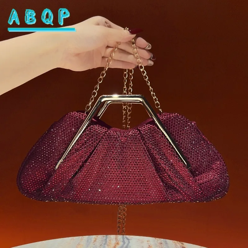 New Dinner Women's Bag Luxury Brand Diamond-encrusted Dinner Party Women's Handbag Diamond-encrusted Shiny Women's Shoulder Bag