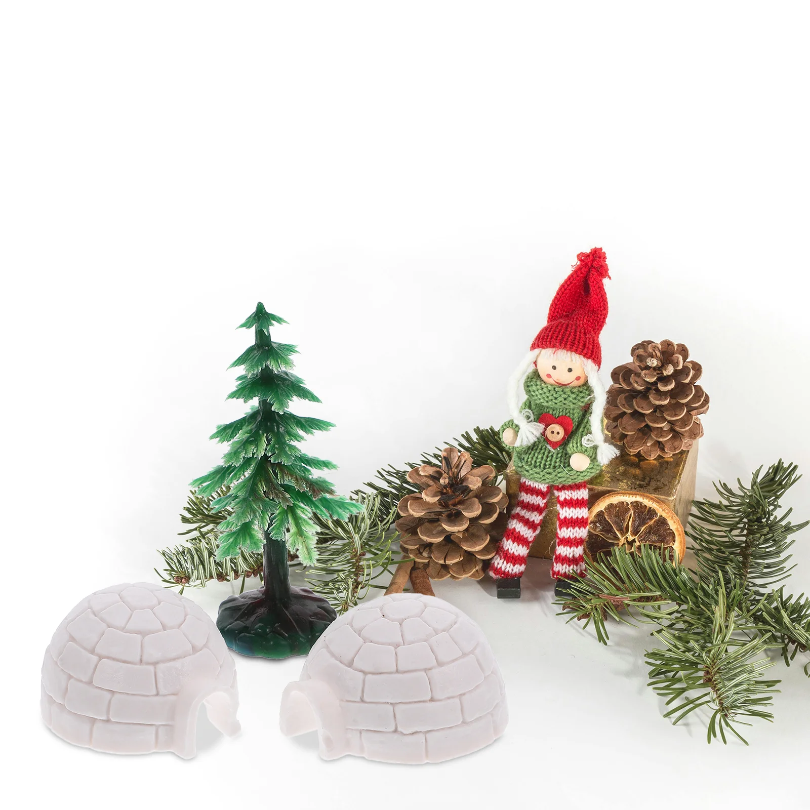 Christmas Micro Landscape Decor Tree Sand Table Landscaping Terrarium Mini Pine Trees Ornaments Ice House Decoration