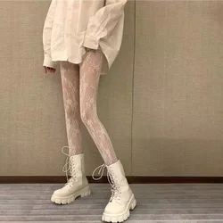 Classic Lolita Flower Mesh Stockings Women Sexy White Bottomed Pantyhose Japanese Lolita Retro Floral White Stocking Hot Tights