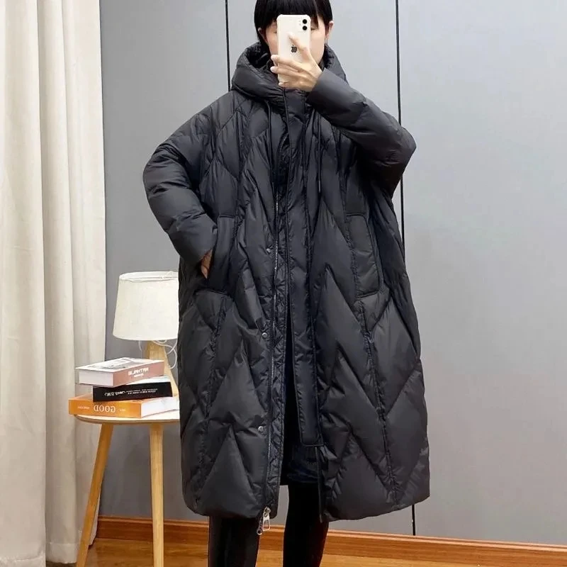 Oversized Winter Jacket Womens Chic Vintage Down Cotton Jacket Coat Thicken Warm Cotton Coat Windproof Hooded Puffer Parkas Coat