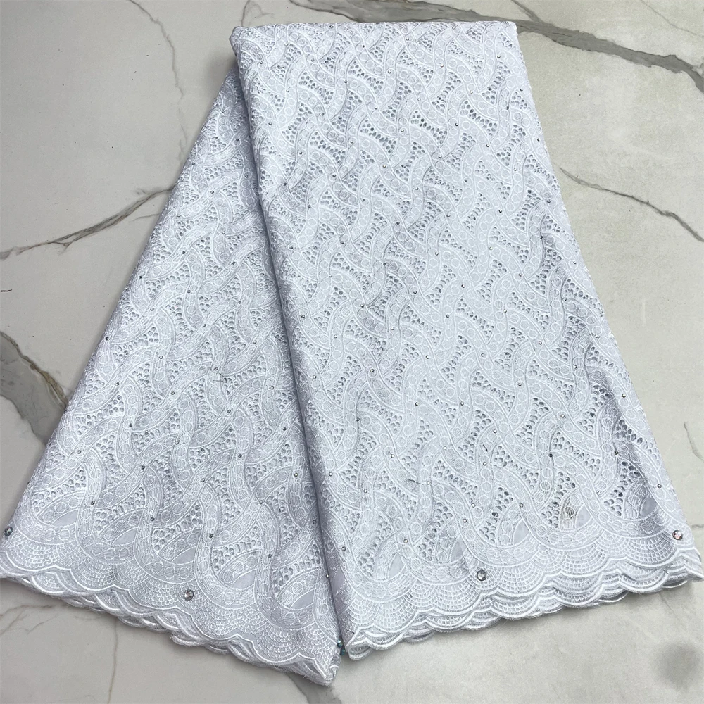 White African Swiss Voile Lace In Switzerland soft voile cotton lace fabric 2024 Dubai  African Dress for women Man