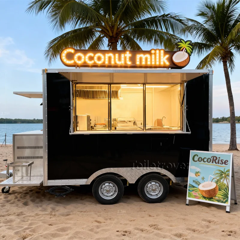 

Коммерческий винтажный фудтрак-прицеп для тако, хот-догов, гамбургеров, пиццы, фастфуда с полным кухонным оборудованием