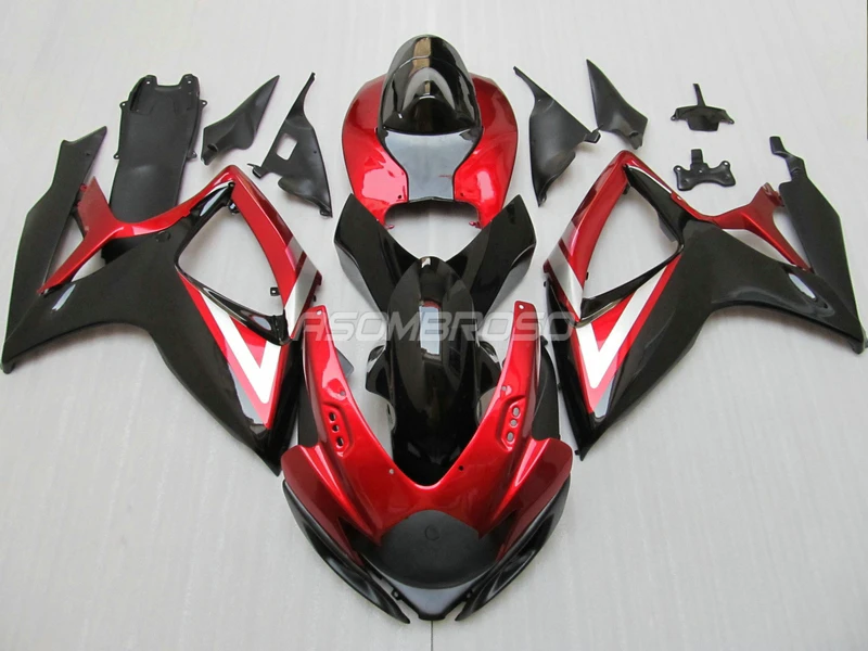 High quality Bodywork for Suzuki 2006 2007 GSXR750 GSXR600 100% Injection Fairing K6 GSX R600 2006 2007 red black Fairings parts