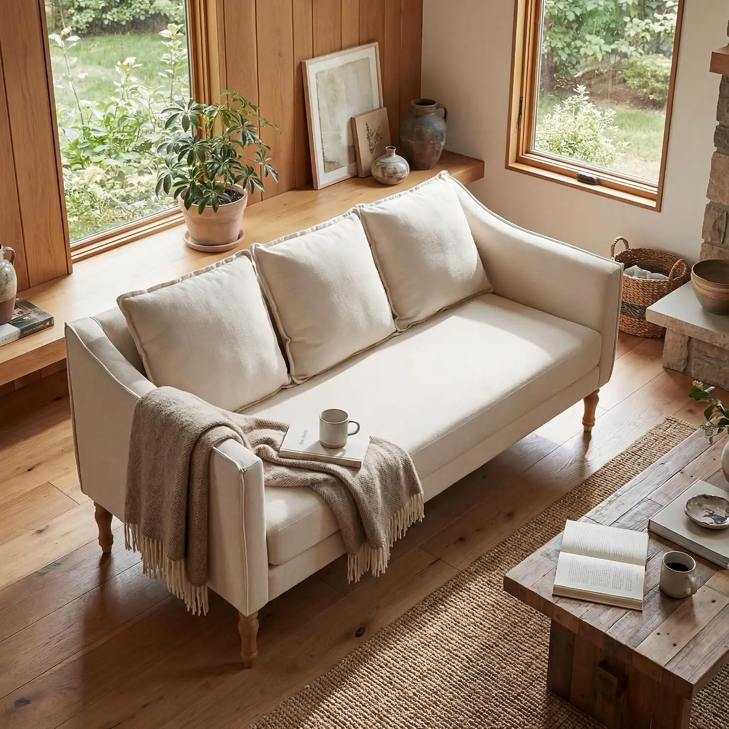 Country Rustic Loveseat Antique Wood Legs 63