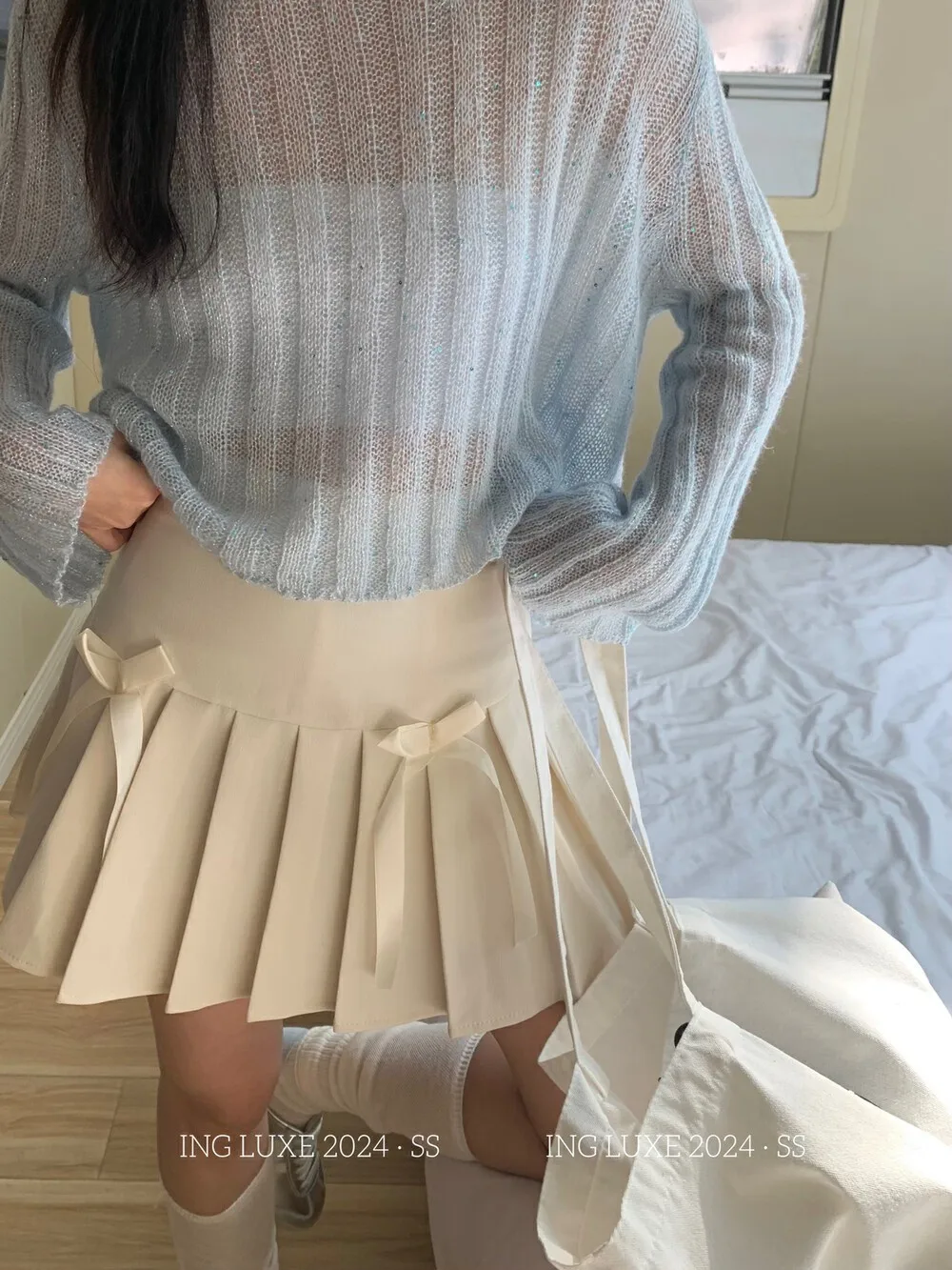 

ZHISILAO New High Waist A-line Skirt Women Vintage White Party Wear Pleated Skirt Spring Summer 2024