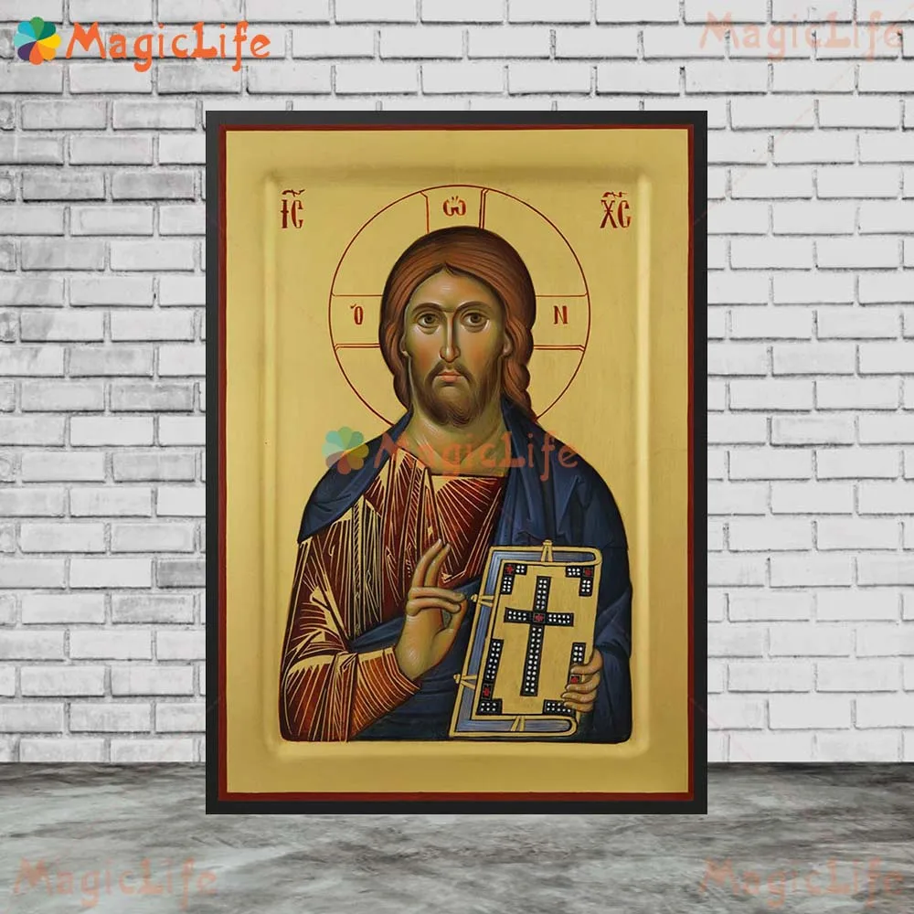 Christ Pantocrator Icon Jesus Christ Pantocrator Religion Wall Pictures For Church Room Poster Wall Art Canvas Painting Unframed - Image 3